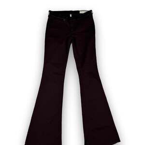 rag & bone Elephant Bell Flare Jeans Wine Leather Trim 26